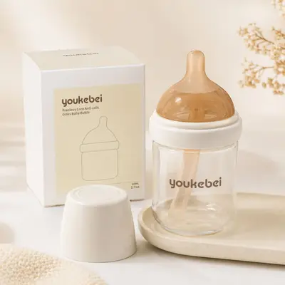 Glasflasche für Neugeborene 0-6 Monate, Anti-Kolik-Sauger