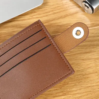 Men's Short Leather Wallet with Magnetic Snap, Mixed Leather - 4
