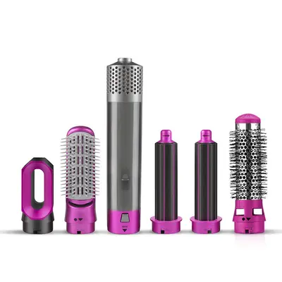 Amazon Cross-Border 5-in-1 Curling Iron Hot Air Brush Hair Dryer Curler Straightener Brush Auto Hair Suction