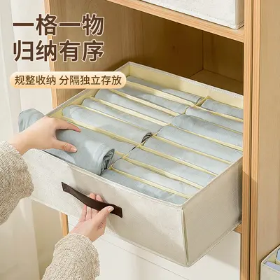 Double-row clothing storage box with compartmented drawers, Japanese style