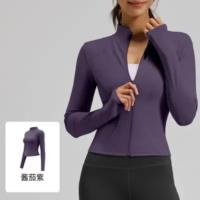 源头工厂加工定制来图打样贴牌logo瑜伽服外套健身上衣女 - 7