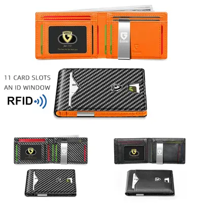 Men's Short Wallet with Money Clip and Card Holder
