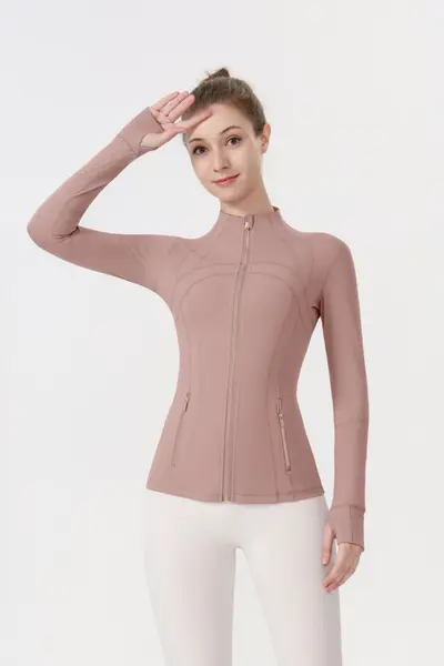 Women's Stand-Collar Zip Jacket Long Sleeve Yoga and Fitness Jacket - 11