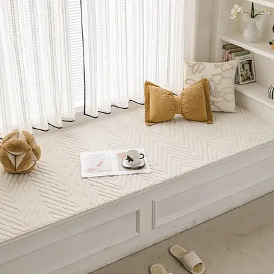 Cotton-Plush Bay Window Cushion Modern Minimalist - 8