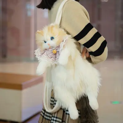 Cat Plush Backpack, Realistic Cat Design, Cute Birthday Gift