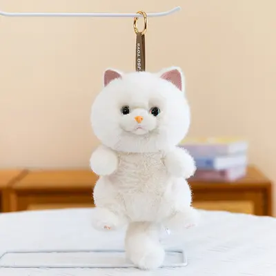 Sevimli üç renkli kedi peluş anahtarlık, Ragdoll kedi çanta askı süsü - 8