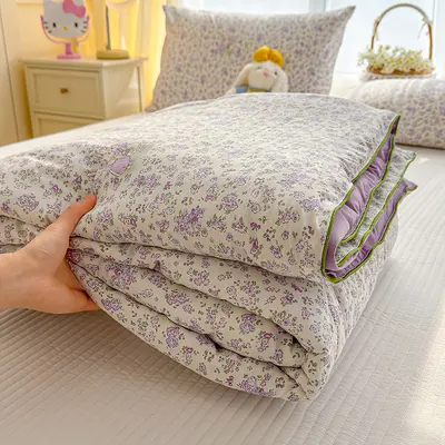A-Grade Summer Wrinkled Gauze Summer Quilt Water-Washed Cotton Double-Bed Summer Comforter Dorm Air-Conditioner Quilt Machine-Washable Thin Bedding Gift A - 5
