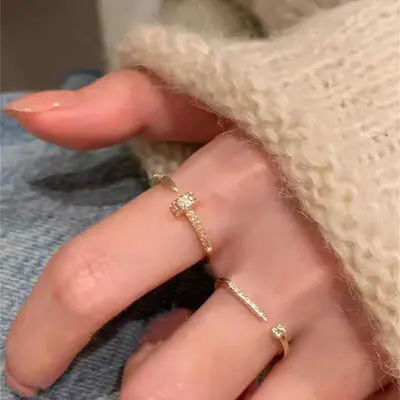 Zircon stone minimalist ring for women, stackable design - 5