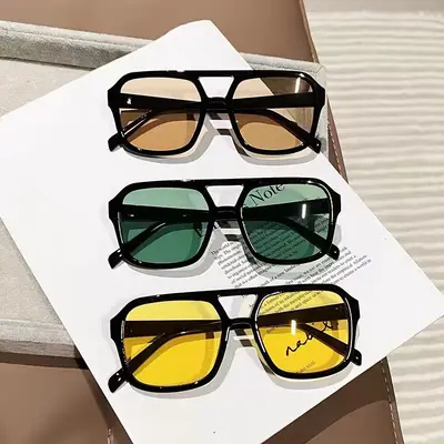 Eckige Piloten-Sonnenbrille mit Doppelsteg und Ocean-Linse - 4
