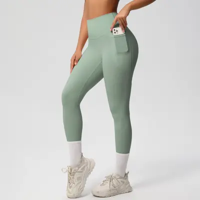 Çift taraflı yoga pantolonu, yüksek bel, elastik, nefes alabilen - 9