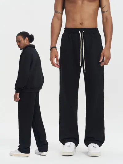 Jogginghose aus 430 g Frottee-Mikrofleece, gerader Schnitt, lockere Passform, Herbst-Winte
