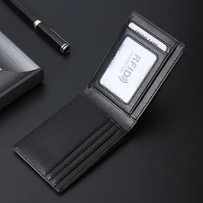 Ultradünne Herrengeldbörse aus echtem Leder mit RFID-Schutz - 7