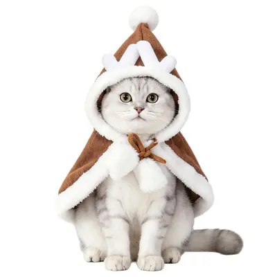 Cross-border pet clothes, cat and dog hat, headwear, Christmas scarf, cape, transformation costume, cloak, Christmas