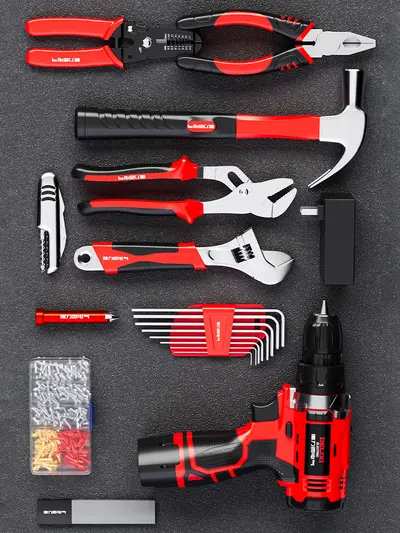 Delixi Electric Home Tool Set with Electric Drill Tool Box