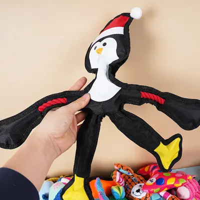 Edge-Wrapped Plush Dog Toy with Squeaker, Chew-Resistant - 4