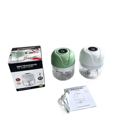 Mini elektrikli mutfak makinesi, USB şarjlı, yeşil/beyaz