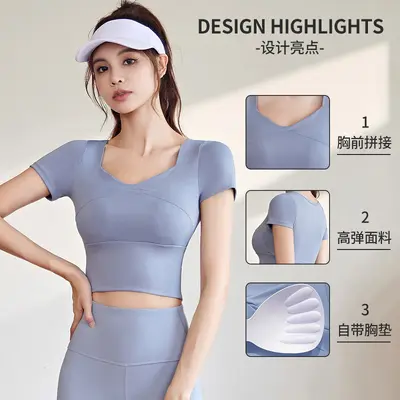 Kadın Slim Fit Koşu ve Yoga Kıyafeti, Göğüs Pedli, Yaz