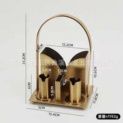 创意不锈钢手提纸巾座套装餐厅酒店台面立式纸巾座牙签筒牙线收纳 - 8