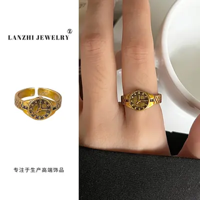 Lanzi Vintage-Retro-Damenring aus hochwertigem antiker Goldtechnik, hochfarbecht, luxuriöses Design, koreanischer Modeschmuck, Fingerring - 8