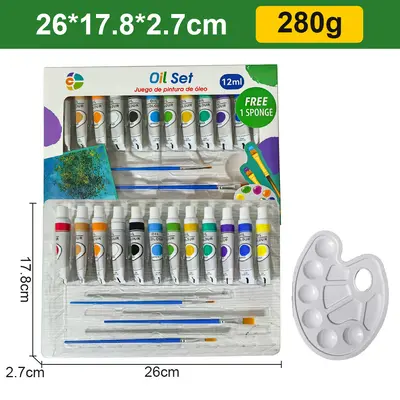 Akrilik boya toptan set 12 ml su geçirmez acemi çocuk boyama 12/18/24/36 renk yağlıboya - 12