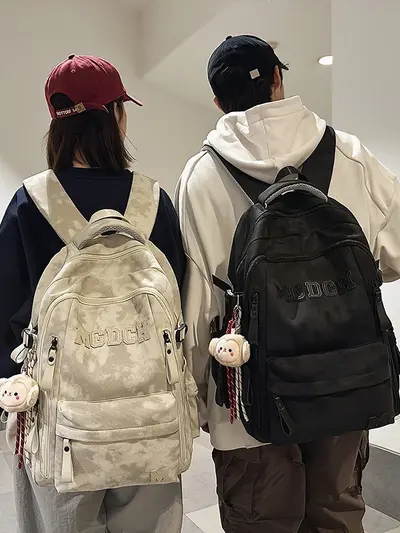 Backpack new large capacity simple urban multifunctional middle school students men and women same style school bag solid color comfortable backpack