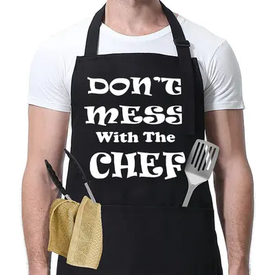 Waterproof Printed Apron with Funny Lettering for Barbecue and Kitchen - 12