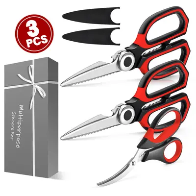 Kitchen Scissors 3-Piece Set, Seafood and Shrimp Deveining Scissors - 8