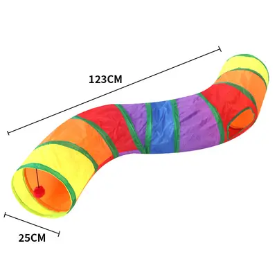 Foldable All-in-One Cat Tunnel Toy, for Self-Play - 9