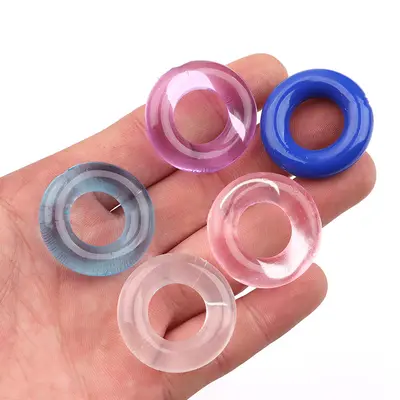 Silicone Cock Ring, Crystal and Three-Color Design