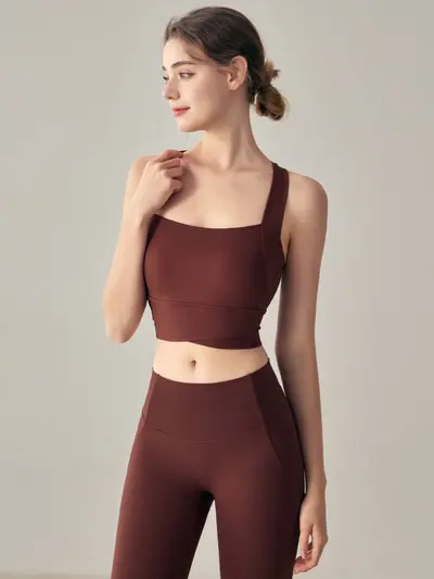 Kadın Yüksek Bel Yoga Pantolon Takımı, Retro Kırmızı, Kalça Kaldırıcı - 3