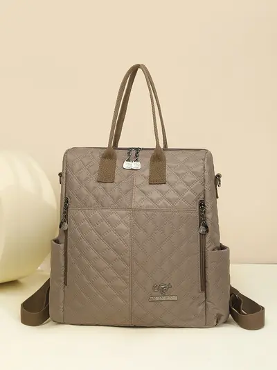 Women's Diamond Stitch Patchwork Commuter Backpack - 1