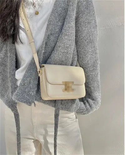 Women's genuine leather bag, small square style, single-shoulder crossbody - 10
