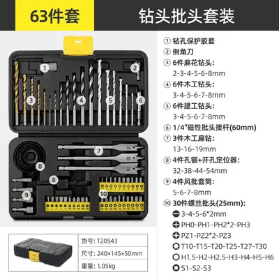 Metal Twist Drill Bit Set for Concrete, Brick and Wood Electric Drill - 7