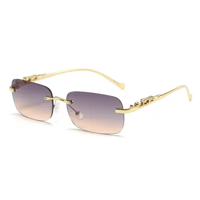 Metal Frameless Square Sunglasses for Driving, Retro Style - 5