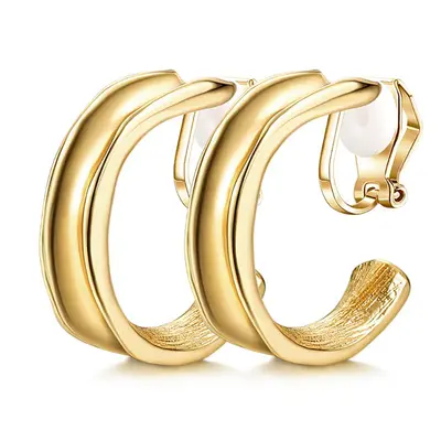 Geometric Painless Hollow Ear Clips, Non-Piercing Alloy Earrings - 12