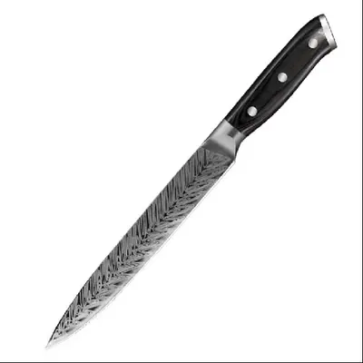 Damask desenli mutfak bıçak seti, çift çelik, keskin - 7
