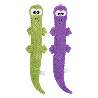 Two-Tone Lizard Pattern Faux Leather Dog Dental Chew Toy with Squeaker - 6