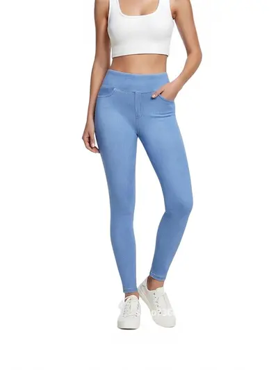 Faux Denim Look Women's Yoga Leggings Hip-Lifting 4 Pockets - 3