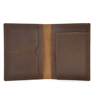 Crazy Horse Genuine Leather Passport Wallet with Card Holder - 6