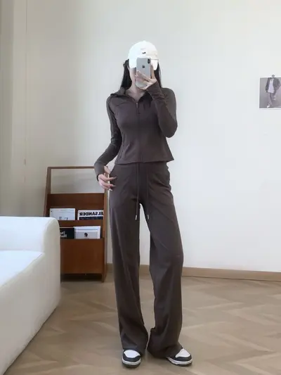 Women's Lulu Yoga Set, Stand Collar, Long Sleeve, with Pants and Jacket - 8