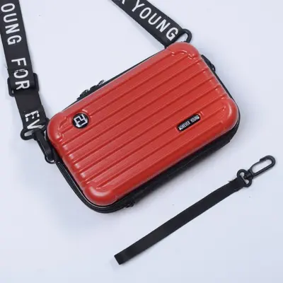 7 inch hard shell waterproof cosmetic bag, large capacity, crossbody strap - 12