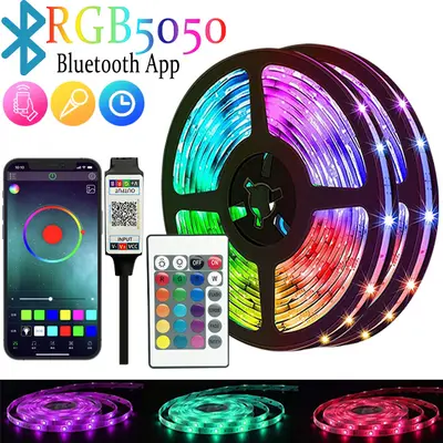 5V USB RGB LED Şerit, WS2812B, Bluetooth Kontrollü Masaüstü Ambiyans Işığı - 9