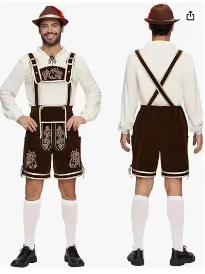 Adult Men's Oktoberfest Costume with Hat and White Long Socks
