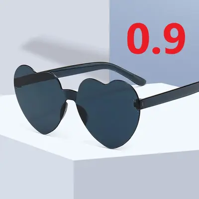 Herzförmige Bonbonfarben-Sonnenbrille, rahmenlos, einteilige Linse, Partymodell - 2