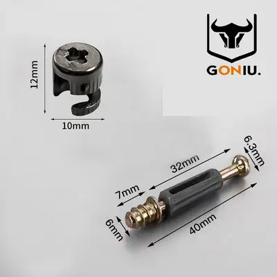 12mm Wardrobe Cabinet Connector, 3-in-1, Quick-Install, Black Eccentric - 10