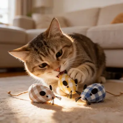 Simüle Peluş Fare Kedi Oyuncağı, Dayanıklı, Kedi Nanesi ve Kedi Oltası