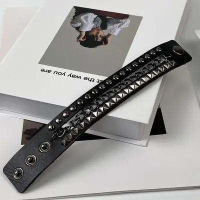 Punk-Stil Herren-Mehrschicht-Vintage-Armband mit Nieten-Kettenglieder und Lederarmband Accessoires - Heißverkäufer im europäisch-amerikanischen Grenzhandel - 9