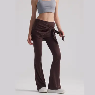 Neues Yoga-Schlaghose-Damen-Langhose mit Nackt-Gefühl, Drape-Fall, abnehmbarem Rockteil gegen Verlegenheit, Fitnesshose zum Außentragen, blickdicht gegen Peinlichkeit - 10