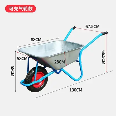 Single-Wheel Farm Wheelbarrow, Construction Site Transport Cart - 9