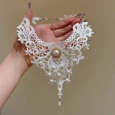 Gotik dantel choker kolye, siyah - 5